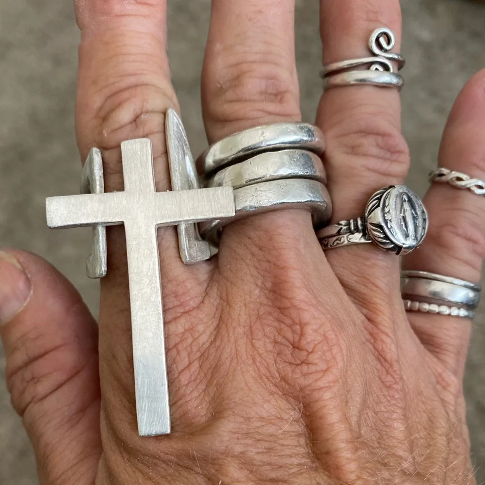 2 handmade *RUSTIC LUXE* sterling silver sand casted chunky rings all sizes - Picture 5 of 16